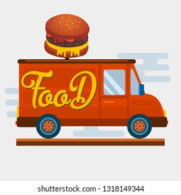 burger fast food van car  vector illustration