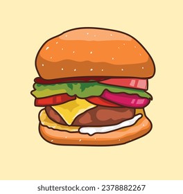 Burger fast food vector art illustration