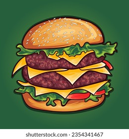 
Vector de comida rápida Burger Ilustración de diseño