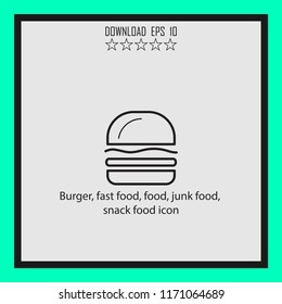Burger, fast food, food  vector icon