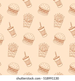 burger fast food vector pattern