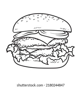 burger fastfood detailled vector illustration