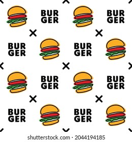 Burger Fastfood Wrapping Seamless Pattern Printing