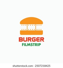 Burger with film strip logo vector icon illustration