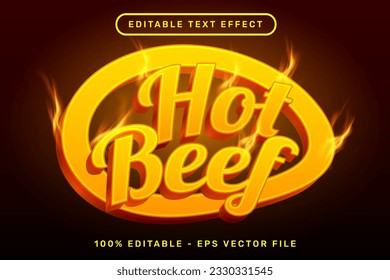 burger fire 3d text effect and editable text effect with vector mesh fire effect