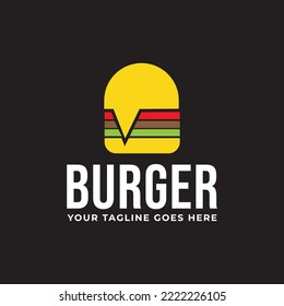 burger with fire, grilled burger logo design vector