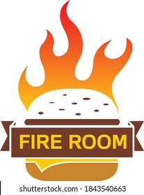 Burger with fire symbol logo