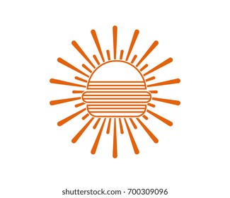 burger with firework or sunburst