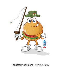 burger fisherman illustration. character vector