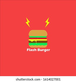 burger with flash illustration with red background