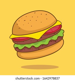 burger flat cartoon illustration. fast food collection