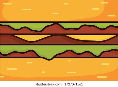 Caricatura de Burger Flat Ilustración de fondo vectorial