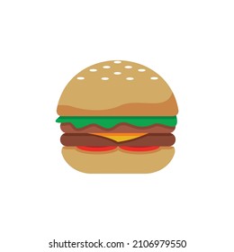 Burger flat cartoon style and icon illustration design in vector