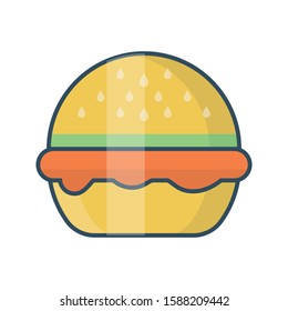 burger flat color line icon 