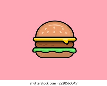 Burger Flat Design Vector. Hamburger illustration