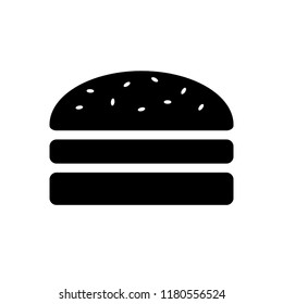 Burger flat icon. Black and white vector sign isolated at white. Food. Snack.

