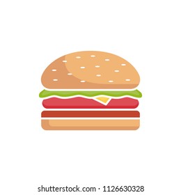 Burger Flat Icon Design Vector Symbol Cheese