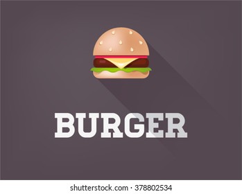 Burger flat icon. Hamburger icon for restaurants and fast food cafe posters, banners or for web and mobile apps