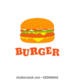 Burger flat icon. Hamburger vector illustration.