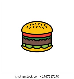 Burger  Flat Icon Isolated On White Background