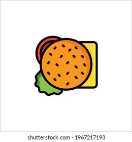 Burger  Flat Icon Isolated On White Background