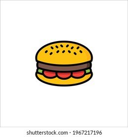 Burger  Flat Icon Isolated On White Background