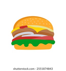 Burger Flat Icon, Ilustración vectorial