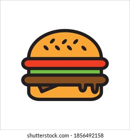 Burger Flat Icon Vector Logo Template Illustration