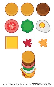 Ilustración plana de hamburguesas en esperma 