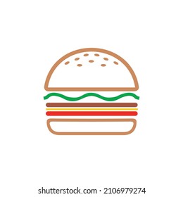 Burger flat logo and icon illustration design in vector 