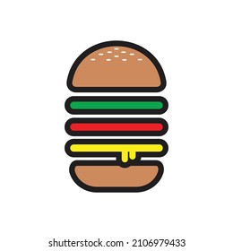 Burger flat logo and icon illustration design in vecto