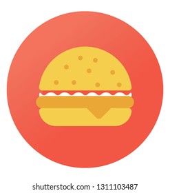 Burger, flat rounded vector icon.