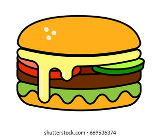 Burger flat style in vector.