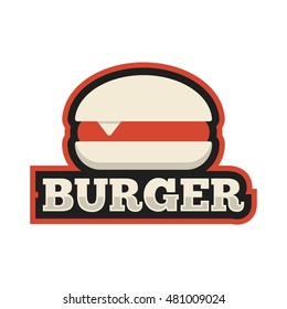 Burger. Flat vector icon, logo, logotype, symbol, mark design illustration on white background. For cafe or restaurant fast food.