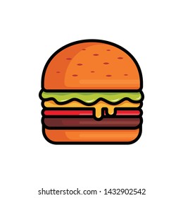 Burger Flat Vector Illustration. Burger flat sticker