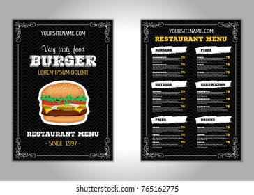 Burger flyer design vector template in A4 size. Brochure and Layout Design. food concept. vector