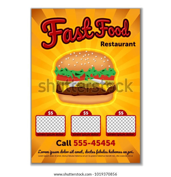 Vector De Stock Libre De Regalias Sobre Burger Flyer Template Cute Cartoon Colored