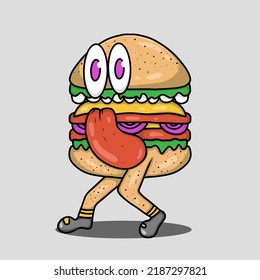 burger food character surrealism illustration