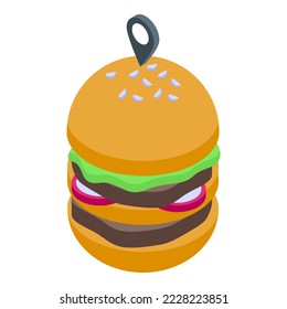 Burger food delivery icon isometric vector. Online order. Fast deliver