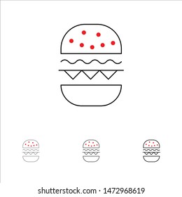 Burger, Food, Eat, Canada Bold and thin black line icon set