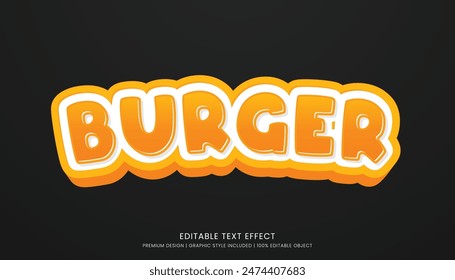 burger food editable 3d text effect template bold typography and abstract style, food logo and fast food brand