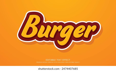 burger food editable 3d text effect template bold typography and abstract style, food logo and fast food brand