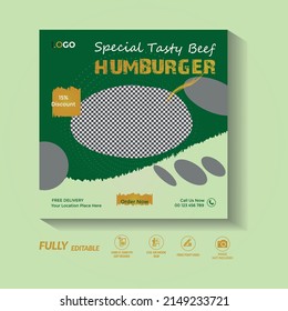 Plantilla de folleto sobre hamburguesas y alimentos 
