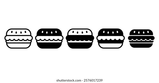 burger food icon symbol sign vector design black white color simple illustration collection sets isolated