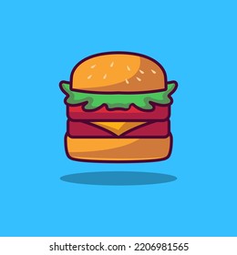 Burger Food Illustration Logo Design Vector