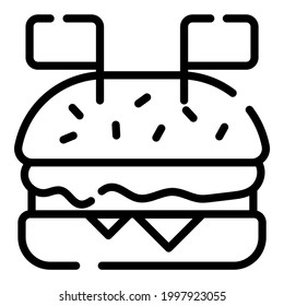 hamburguesa, icono de línea de alimentos, diseño vectorial usa icono del día de la independencia.