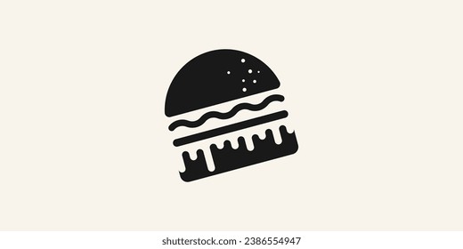 burger food logo design, simple flat logo.