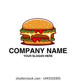 Burger food logo icon vector illustration - Vector