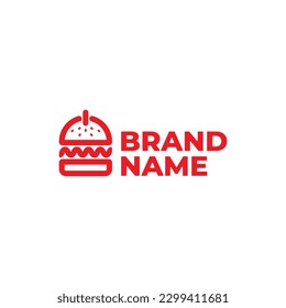 burger food logo with the power symbol at the top