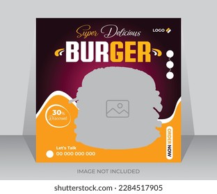 Burger food menu banner social media post design template